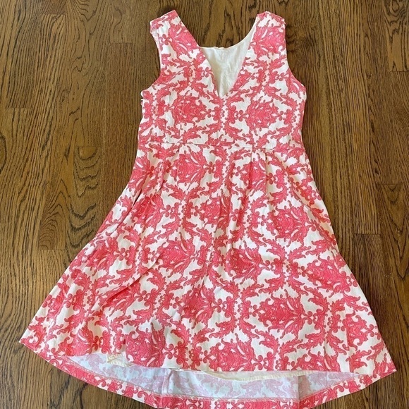Love21 by Forever 21 Dress Sleeveless V Neck Back Tea Length Floral Large Coral - Picture 5 of 7